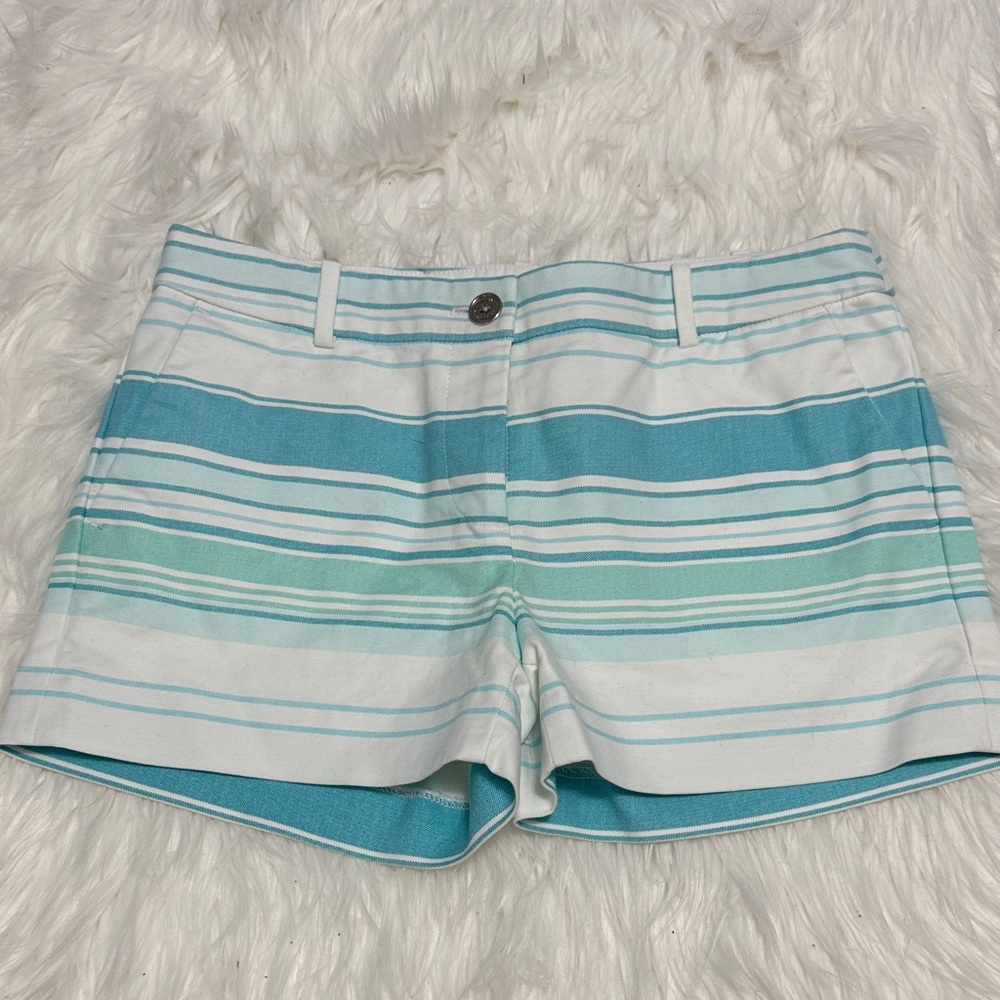 Michael Kors White Shorts with Aqua & Teal Stripes
